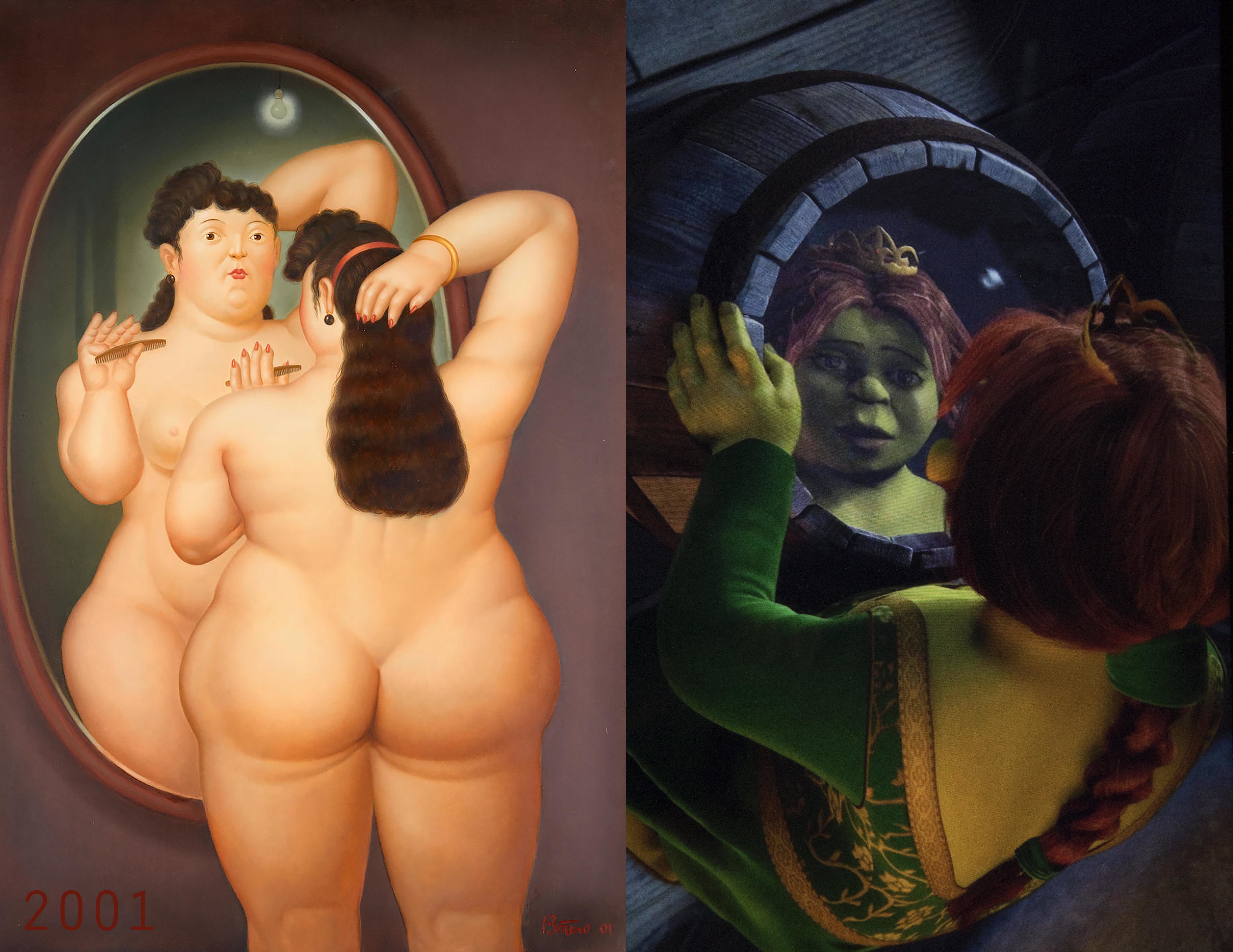 2001 – Shrek – Fernando Botero, Nude in Mirror, Archival Pigment Print, 48 x 60 in.